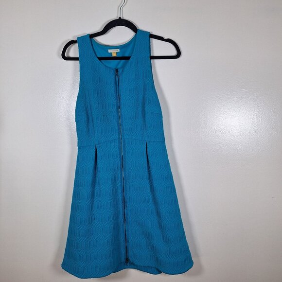 leifsdottir Dresses & Skirts - Leifsdottir blue pleated geometric sleeveless dress size 6